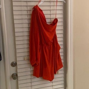 Red one shoulder romper